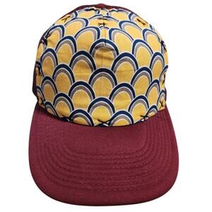 Blowfish Designs Trucker Hat Men's Adjustable Burgundy Yellow Pattern‎